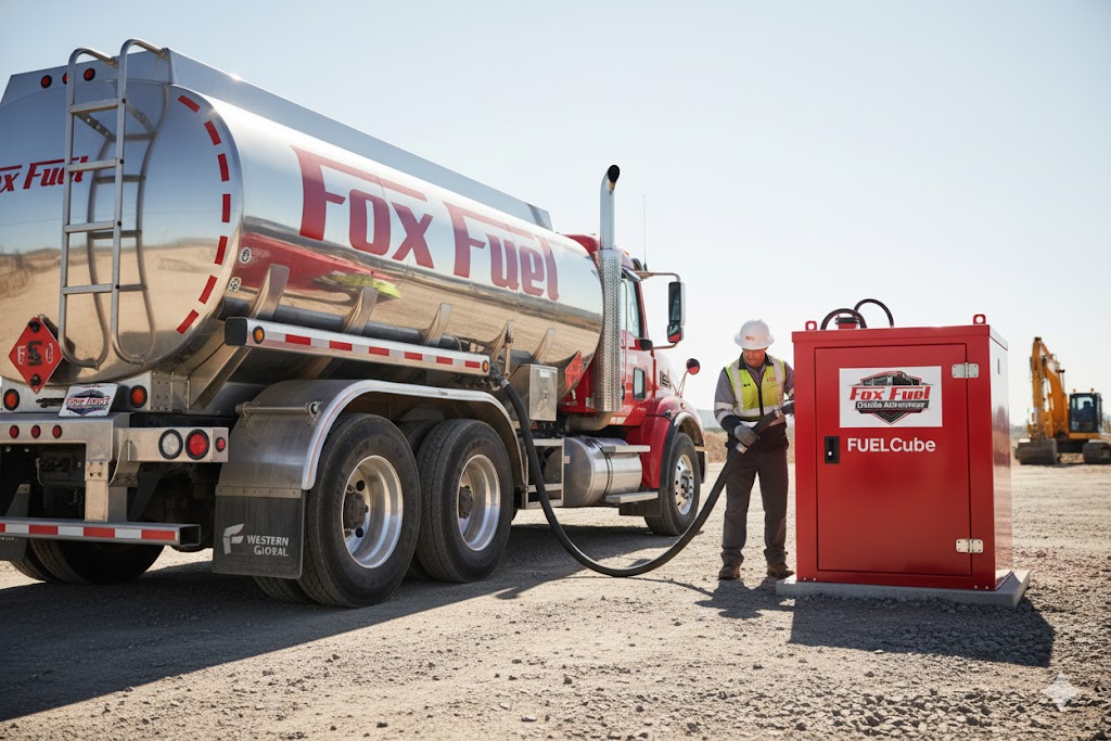 Portable fuel tank at construction site